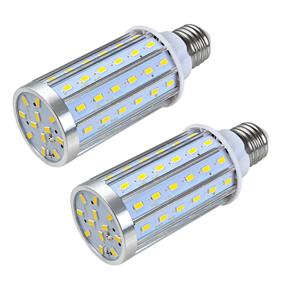 2 x Lampada LED E27 20 W 72 x 5730 SMD LED (360 Angolo, 800LM, AC 85 – 265 V, 51 x 131 mm) con anelli alluminioe Tico asciugatrice [classe di efficienza energetica A] bianco caldo