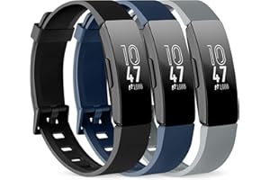 MELIYA Pack 3 Silicone Bands for Fitbit Inspire HR & Fitbit Inspire 2 &Fitbit Inspire & Ace 2 Replacement Wristbands for Women Men Small Large (Black+Navy Blue+Gray, Small: for 5.5"-7.9"wrists)