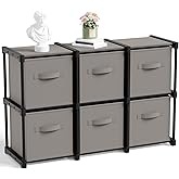 Briwooody 6 Cube Storage Organizer with Shelf Christmas Boxes 11 Inch Toy Storage Bins Closet Organizers Drawers Fabric Dresser for Playroom Books Bedroom Dorm Kitchen (Grey)