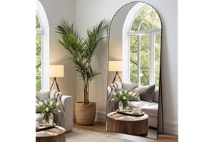 Anpark Black Arched Oversized Mirror Full Length with Stand 26" x 71" Large Full Body Dressing Standing Floor Mirror for Bedr