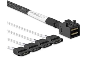 10Gtek 6G Internal MiniSAS HD SFF-8643 to 4X SATA 7pin Hard Disk Data Server Raid Cable, 0.5-Meter(1.6ft)