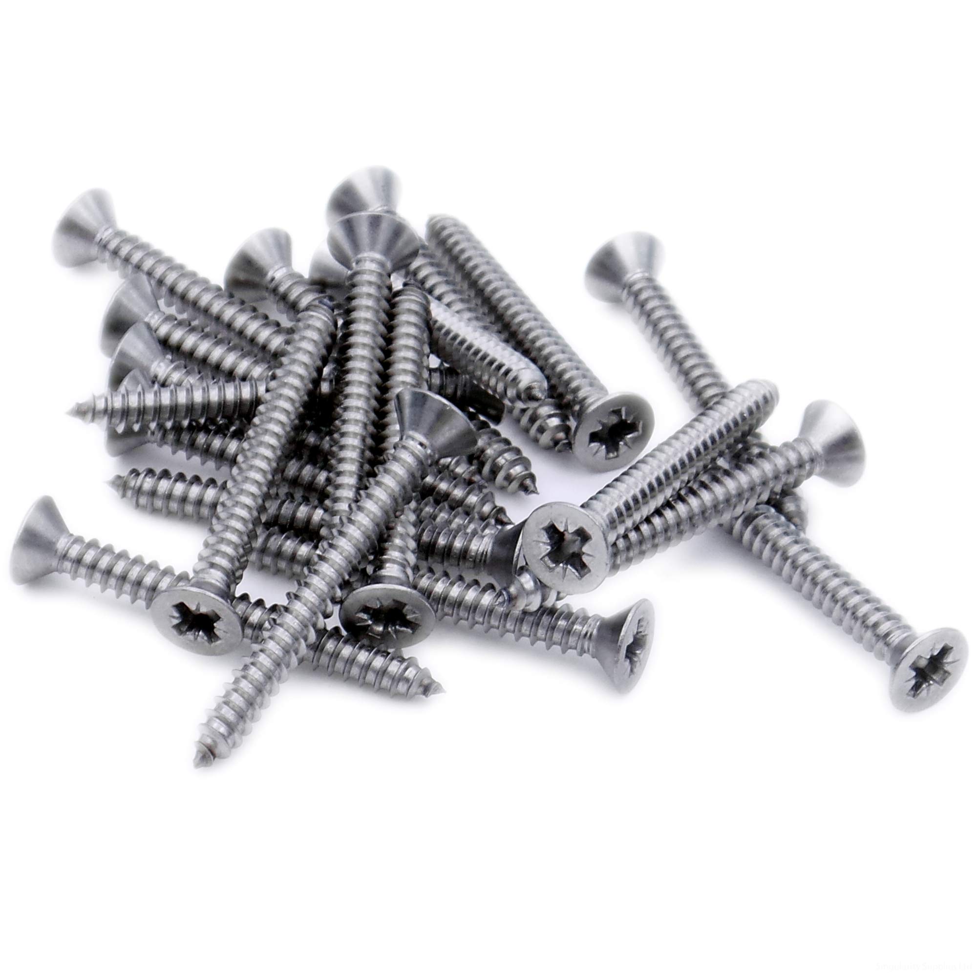No.6 x 1.5 (3.5mm x 38mm) Pozi Countersunk Self-Tapping Screw - Stainless Steel (A2) (Pack of 20)