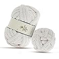 (Ivory) Yarn Bee Jumbo Yarn for Crocheting & Knitting – Soft Yarn Skein – 28 Yards of 100% Polyester Yarn for Crocheting Blankets, Hats, & More – DIY Handcrafting