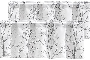 Luvyohmee Tree Branch Printed Curtain Valance, 18 inches Long Window Treatment Valance, Grey Window Valances for Kitchen, Bathroom, Dining Room, Living Room, Bedroom and Kid’s Room, 2 Panels