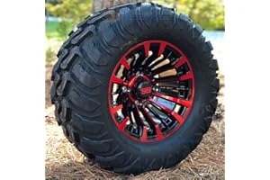 GOLF CART TIRE SUPPLY 12" Matador Black/Red Wheels and 22x11-12 Crawler All Terrain Tires Combo - Set of 4