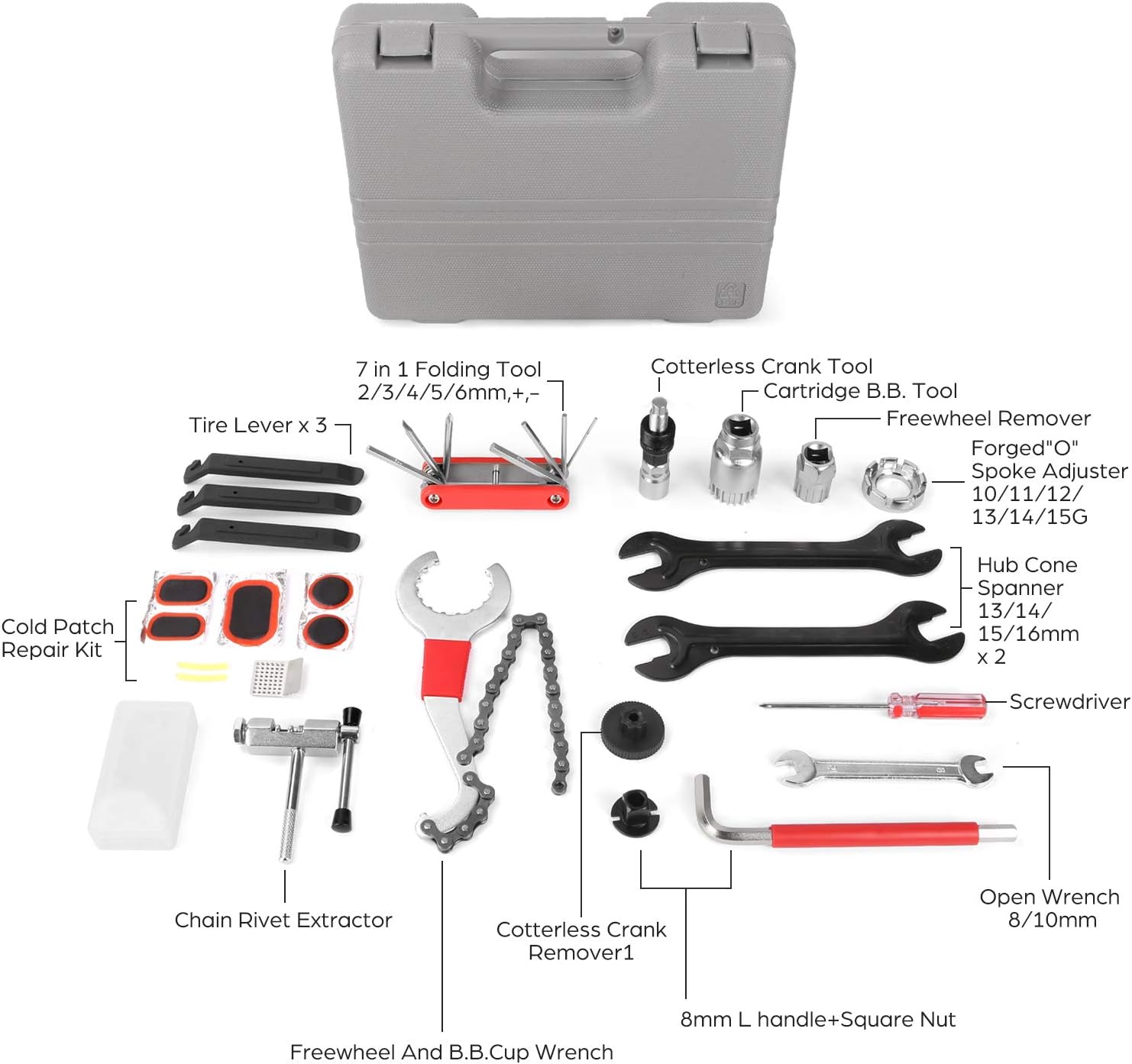 Odoland Bike Repair Tool Kit, 26 in 1 Bicycle Maintenance Tool Set with Multifunction Tool, Torque Wrench and Tool Box, Perfect for Repair Tyres, Brakes, Lights, Chains, Pedal, Mountain Road Bike : Sports & Outdoors