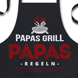 YORA Grillschürze für Männer lustig - Vatertagsgeschenk Papas Grill Paps Regeln - inkl. Ehrenurkunde - Witziges Geschenk für Männer zum Vatertag oder Geburtstag