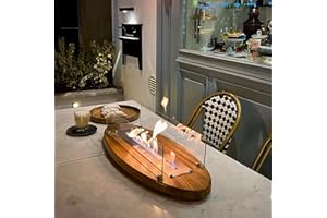 TriHome Tabletop Fire Pit, Safer Wood Walnut Table Fireplace, Portable Walnut Table Top Firepit, Fireplace for Patio&Backyard Decor, Bioethanol Fire Place, Outdoor, Housewarming Gift, Large