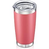 HZJSTSWQ 20 oz Tumbler with Lid Stainless Steel Insulated Tumblers Double Wall Vacuum Coffee Mug Powder Coated Tumbler Cups for Cold and Hot Drinks, Tropical Pink, 1 pack
