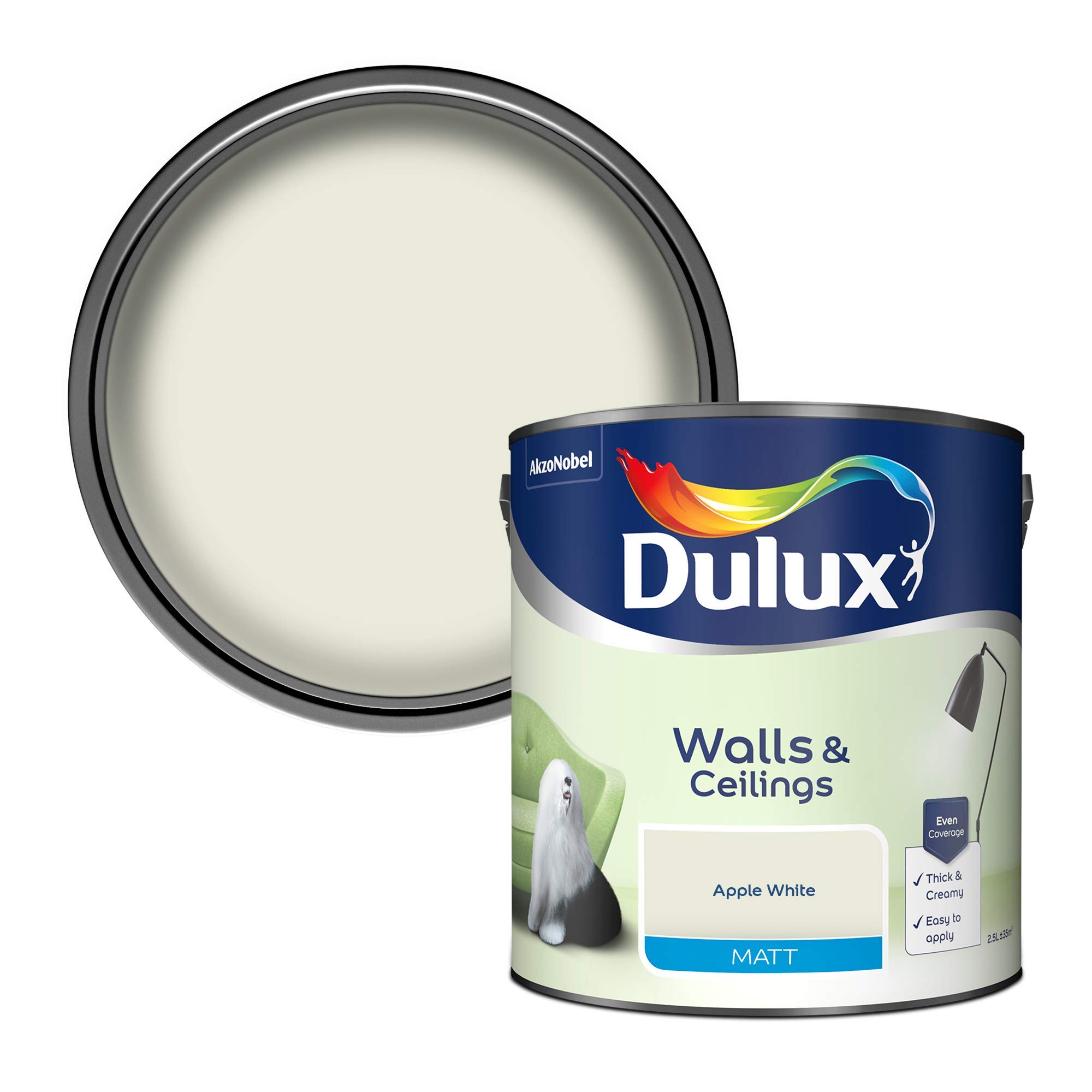 Dulux Du Matt, Apple White, 2.5 l (Pack of 1)