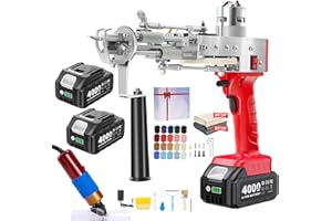 BESGEER Cordless Rug Tufting Gun with Carpet Trimmer Kit, Tufting Gun Starter Kit with 2pcs 4.0Ah Batteries，2 in 1 Cut Pile and Loop Pile Tufting Gun, with Tufting Cloth and Yarn Beginners