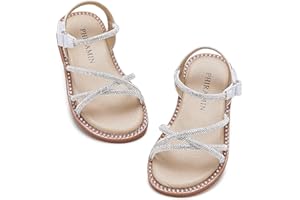 PHIRAMIN Toddler Flower Girl Sandals - Girl Summer Dress Shoes Toddler Little Kid Wedding Party