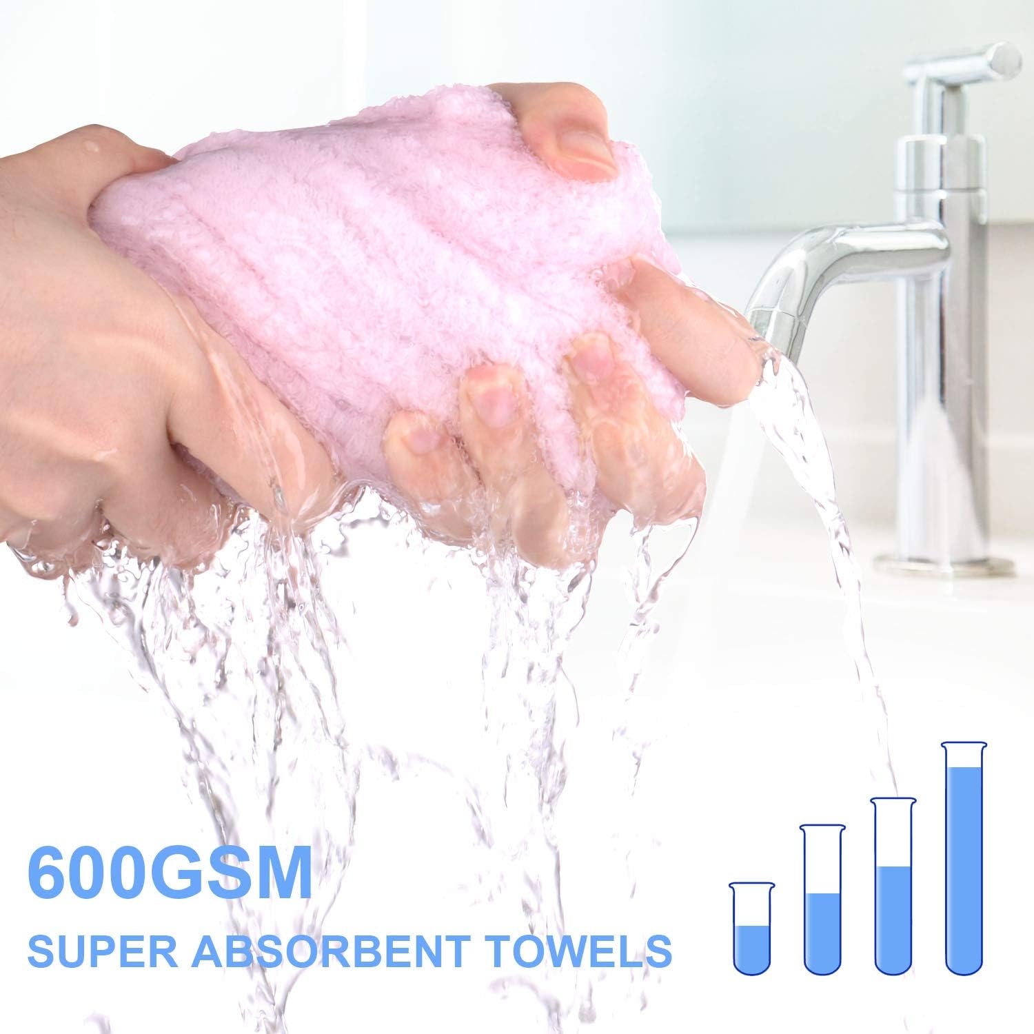 Josmon Towel Sets, 100% Cotton Bath Towels Set 6 Pieces for Bathroom, Luxury Highly Absorbent Hotel Spa Gym 2 Bath Towels 2 Hand Towels 2 Washcloths (Pink): Home & Kitchen