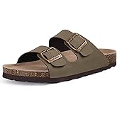 ODOLY Unisex Cork Footbed Slide Sandal, Arch Support Summer Outdoor Sandals with Adjustable Buckle for Women and Men