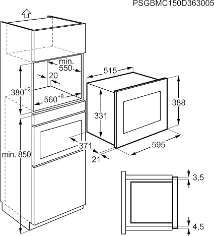 AEG MSD2543S-M - Microondas (230 V, 20 A)