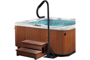 TackView Hot Tub Handrai,360° Rotatable Adjustable 35"-57" Height Spa Rail with Slide-Under Base, Non-Slip Grip, Supports 600