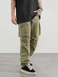 PLEPAN Men's Casual Cargo Pants Drawstring Hiking