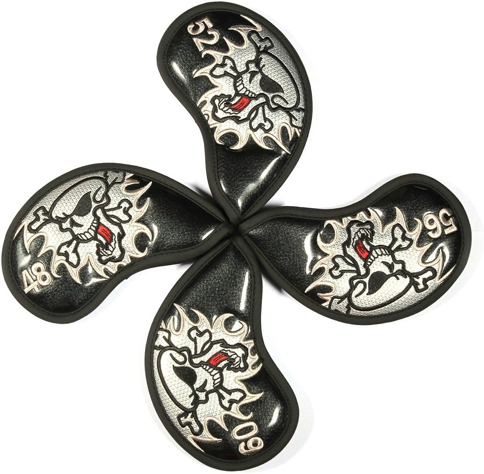 4pcs（48 52 56 60）Skull Head Embroidery Iron Golf Head Covers Club covers