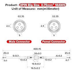BTF-LIGHTING 3 Pin Electrical Connector 18AWG IP65