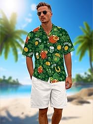 Hawaiian Shirts for Men St. Patrick's Day Summer
