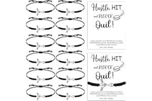 AIOMOB 12 Sets Sports Bracelets Gifts Adjustable Woven Bracelets with Inspirational Cards Volleyball Basketball Football Soccer Tennis Softball Gift for Spots Team Players Party Favors bulk