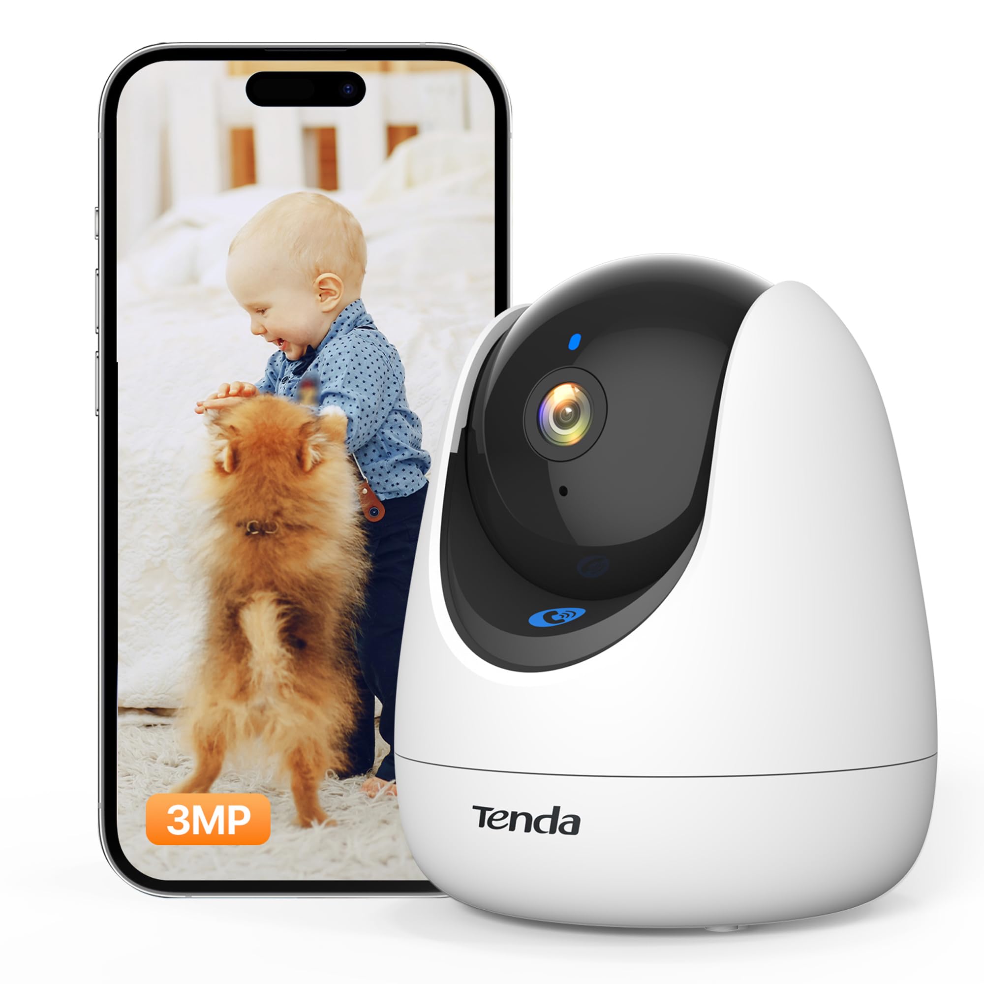 Tenda WiFi Security Camera Indoor,1080P Pet Dog Camera Baby Monitor,360° Pan/Tilt Home Security Camera with 12M Night Vision,Human&Motion Detection,Smart Tracking,2-Way Audio,SD&Cloud Storage(2.4Ghz)
