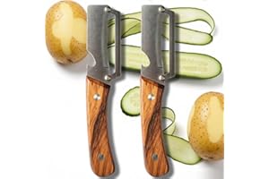 Stainless Steel Vegetable Peeler for Kitchen - 2 in 1 Multi Functional Peeler with Wooden Handle & Bottle Opener, Sharp Blade