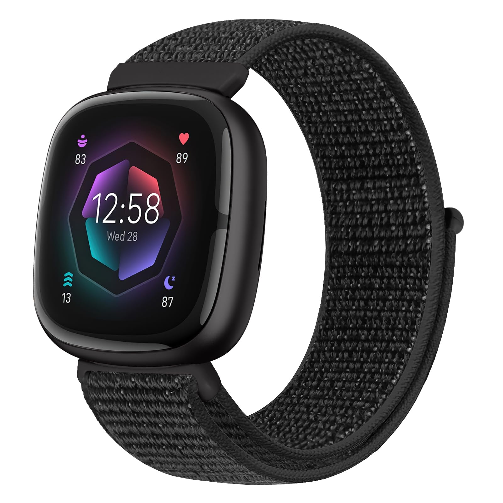 Runostrich Nylon Loop Straps Compatible with Fitbit Versa 4/Sense 2/Versa 3/Sense, Soft Breathable Sport Adjustable Replacement Band Women Man Wristband Accessories