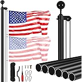 VEVOR 30 Feet Sectional Flagpole Kit, Heavy Duty Aluminum Alloy Flag Poles for Outside House in Ground, 3 Display Modes with 3x5 American Flag, Professional Accessories, Black