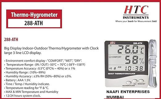 Htc Instrument 288 Ath Digital Indoor Outdoor Hygro Thermometer