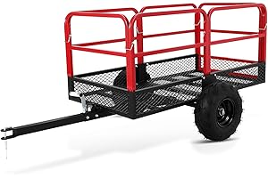 ATV Trailer Tow Behind Garden Dump Cart, 1500 Lbs/22 Cu.Ft Capacity Heavy Duty Steel Dump Trailer Cart for Lawn Mower, Utilit