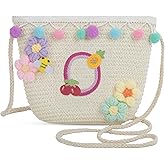 Letter Small Woven Straw Summer Beach Tote Bag for Women 2025,Woven Straw Beach Purse Shoulder Crossbody Bag for Women 2025