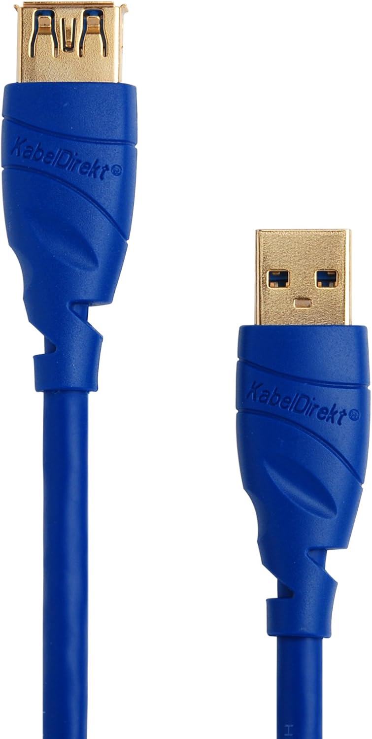 KabelDirekt - 3m USB Cable 3.0 Extension Cable (Male > Female Cable) TOP Series, Black - Image 4