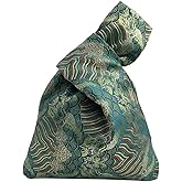 BAR Stylish Cotton Japanese Pattern Wrist Bag Sleeve Knot Pouch Portable Canvas Tote Purse for Female, Women