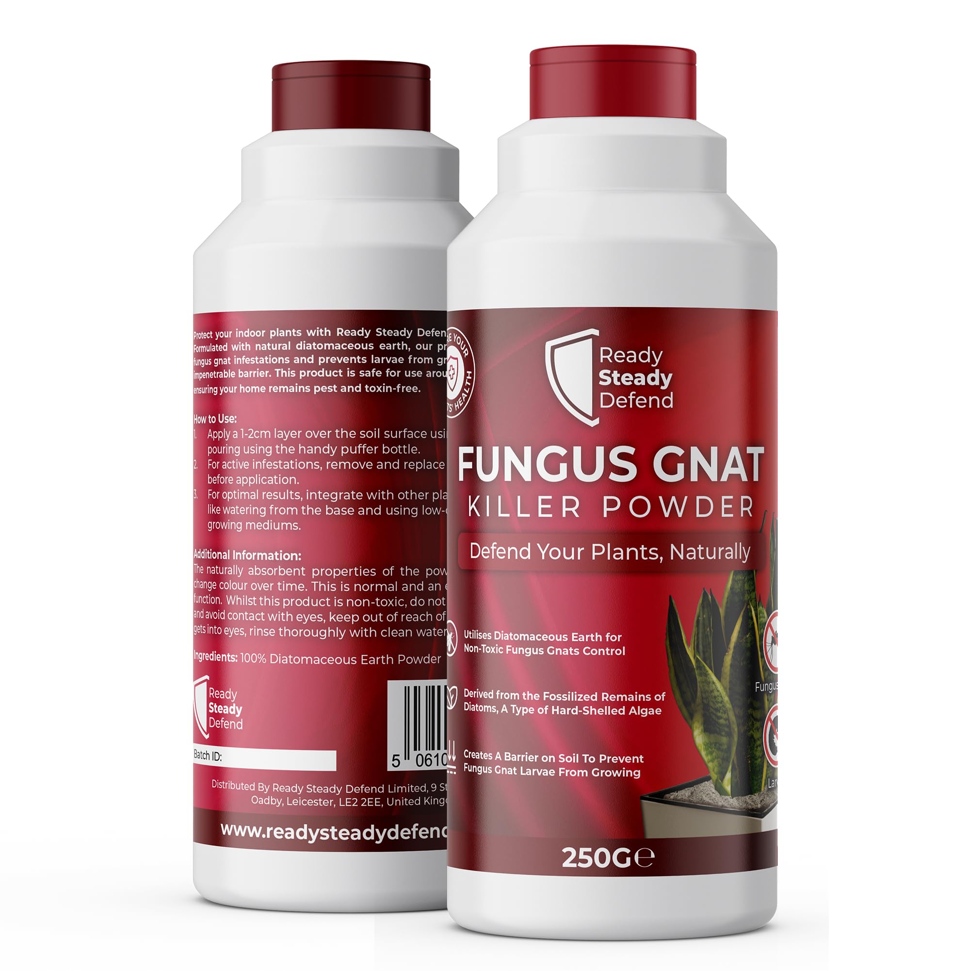 Fungus Gnat Killer Powder 250G Diatomaceous Earth Formula for Effective Fungus Gnat Control - Fast-Acting Gnats Killer for Indoor Plants - Superior Diatomaceous Earth Pest Control for House Plant Bugs