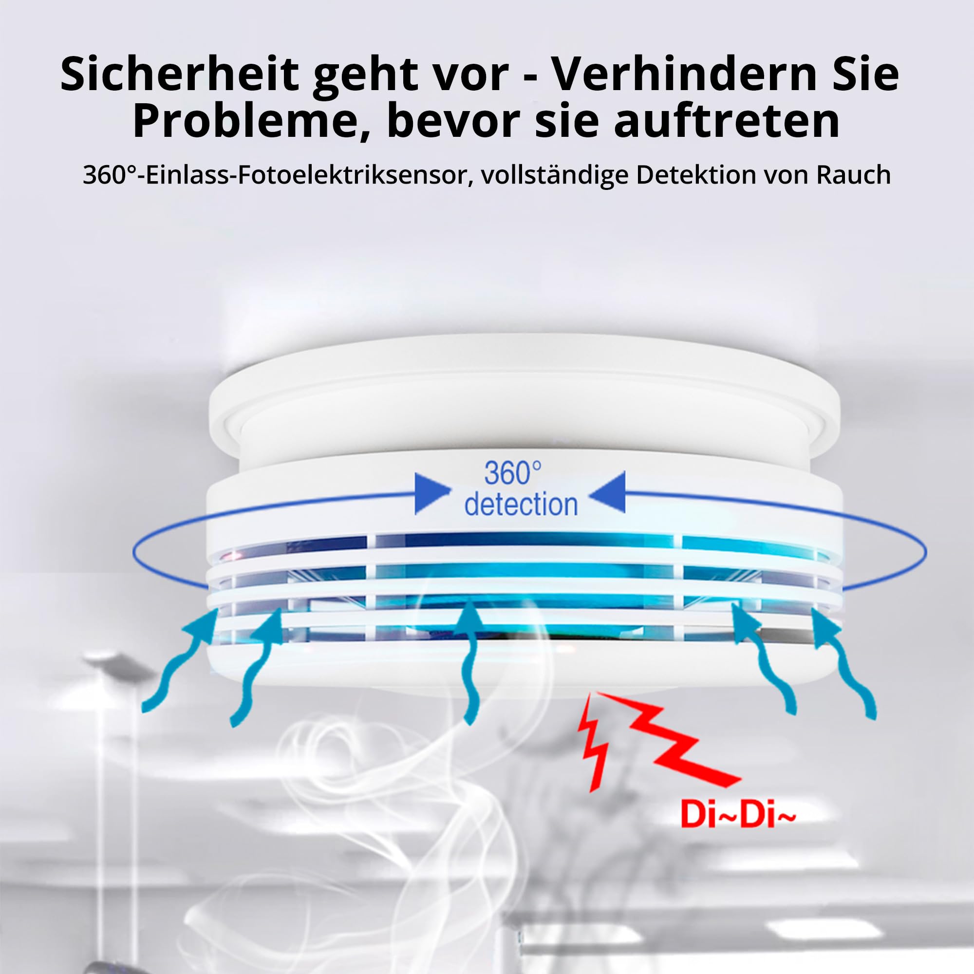 Verbesserter Rauchmelder WLAN mit App und Austauschbarer Batterie, 85dB Rauchmelder Smart Geeignet für Schlafzimmer und Werkstattküche（6 Stück） 7