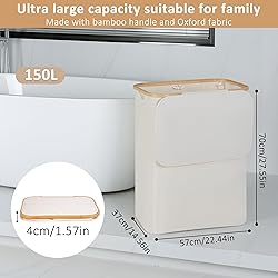 iEGrow 150L Laundry Basket with Lid, Large Laundry