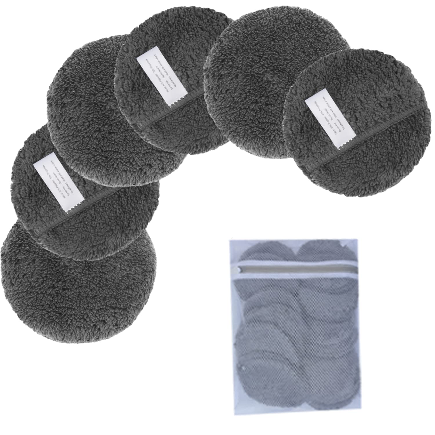 KinHwa Makeup Remover Pads Reusable Microfibre Face Cloths Super Soft Washable Facial Cleansing Pads with Laundry Bag For All Skin Types 6 Pack Dark Gray…