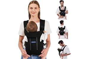 YEMKEZO Baby Carrier, Baby Carrier Newborn to Toddler, Ergonomic Newborn Carriers, Easily Adjustable Toddler Carrier, Lightweight Infant Carrier (Mesh,Black)