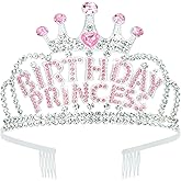 CIEHER Birthday Crown Birthday Princess Crown for Girls, Birthday Tiara Birthday Crowns for Women, Princess Birthday Decorations Birthday Gifts for Girl - Silver