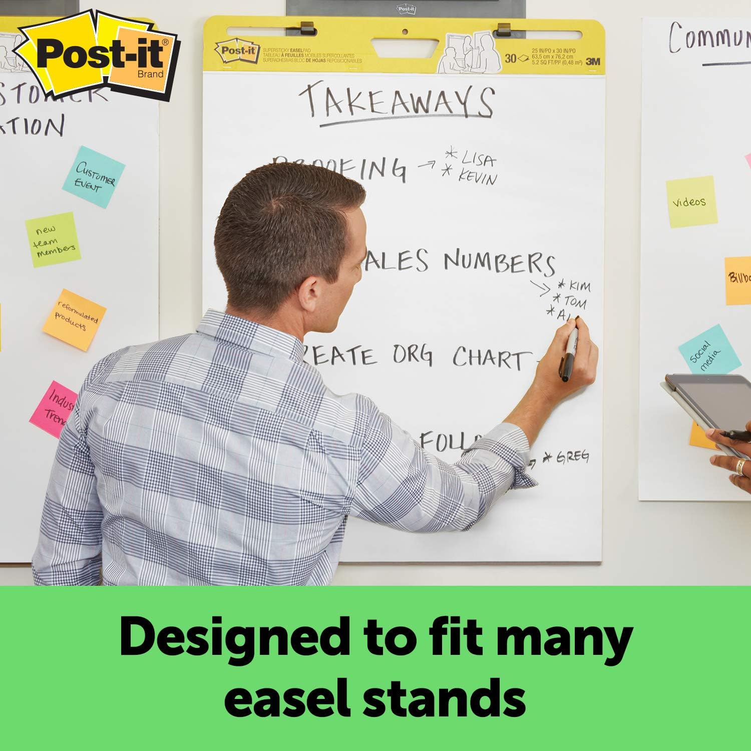 Post-it Super Sticky Easel Pad, 25 x 30 Inches, 30 Sheets/Pad, 6 Pads (559RP-VAD6), Large White Recycled Premium Self Stick Flip Chart Paper, Super Sticking Power : Combination Presentation And Display Boards : Office Products