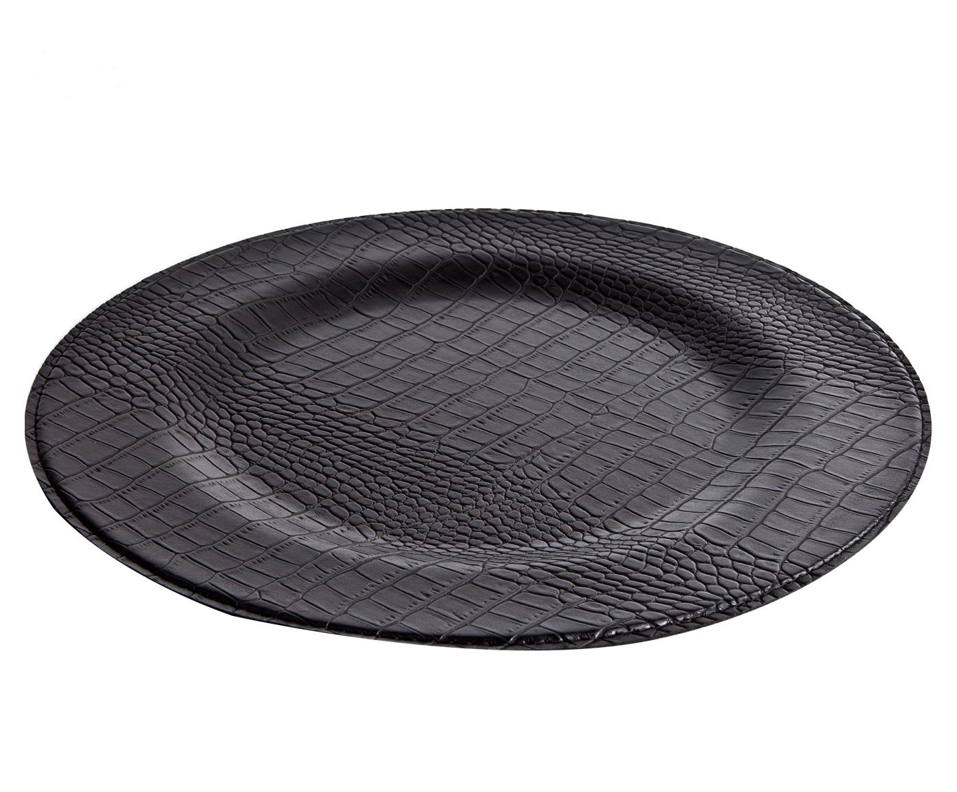 SIGNATURE HOME COLLECTION AP-103-A03 Underplate, Crocodile Leather Print, Wipe-Clean Table Set, Black 2 x 34 x 34 cm