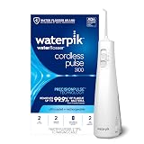 Waterpik Cordless Pulse Rechargeable Portable Water Flosser for Teeth, Gums, Braces Care and Travel with 2 Flossing Tips, Waterproof for Shower, ADA Accepted, WF-20 White, Packaging and Tips May Vary