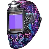 ARCCAPTAIN 3.94" x 3.66" Auto Darkening Welding Helmet, Solar Powered True Color Welding Hood, 1/1/1/1 Top Optical Clarity Welder Helmet, 4 Arc Sensor Wide Shade 4/5-9/9-13 for Stick MIG TIG Cut