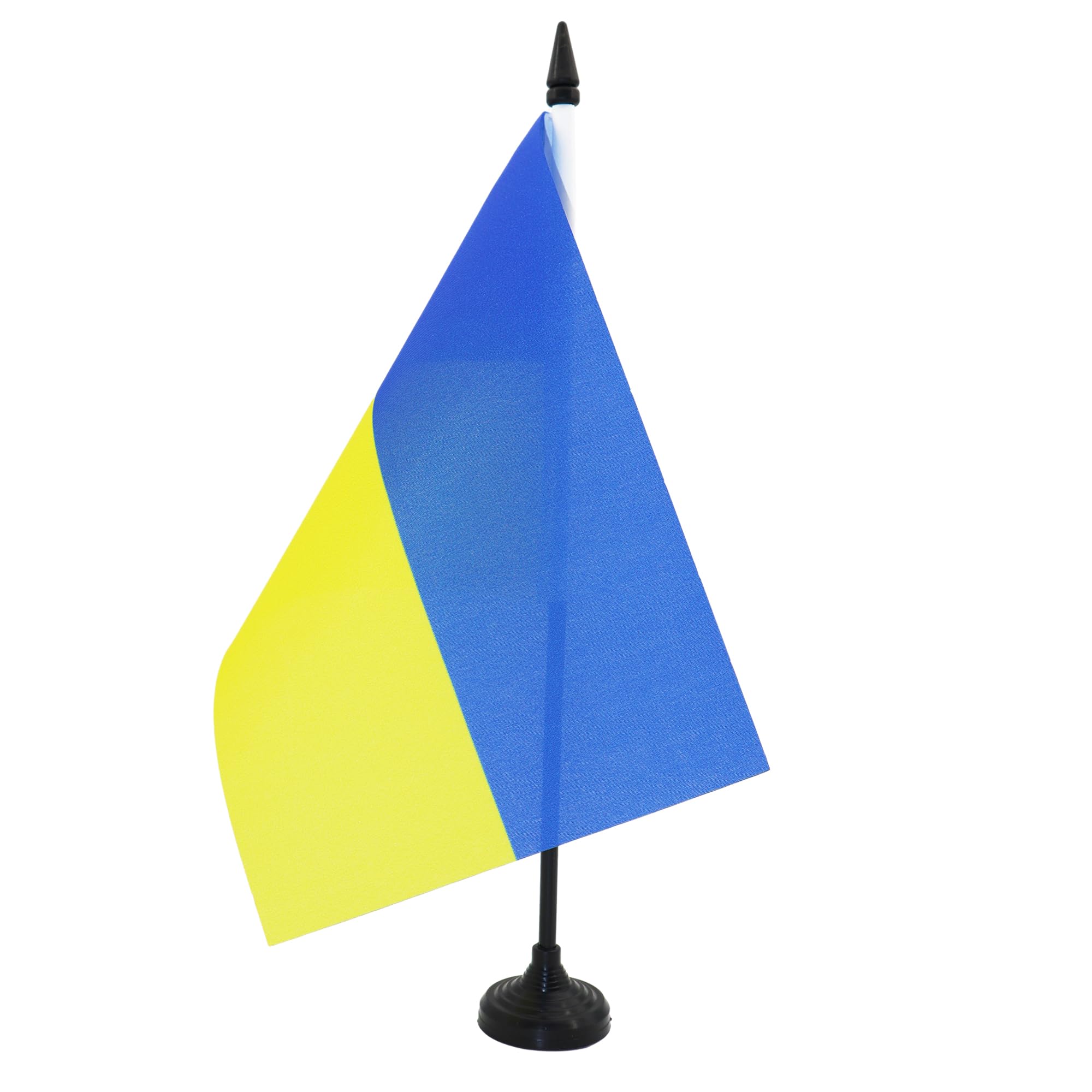 AZ FLAG Ukraine Table Flag 5'' x 8'' - Ukrainian Office Decoration 100% Polyester 21 x 14 cm - Mini Desk Flag with Pole and Black Plastic Base — image 1