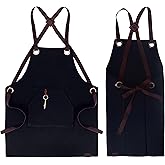 THE BRISK BARREL Chef Aprons for Men BBQ Apron - Work Apron for Men Black. Cotton Canvas. Aprons with Pocket, Bottle Opener, and Whistle. Kitchen Apron. Christmas Day Gift