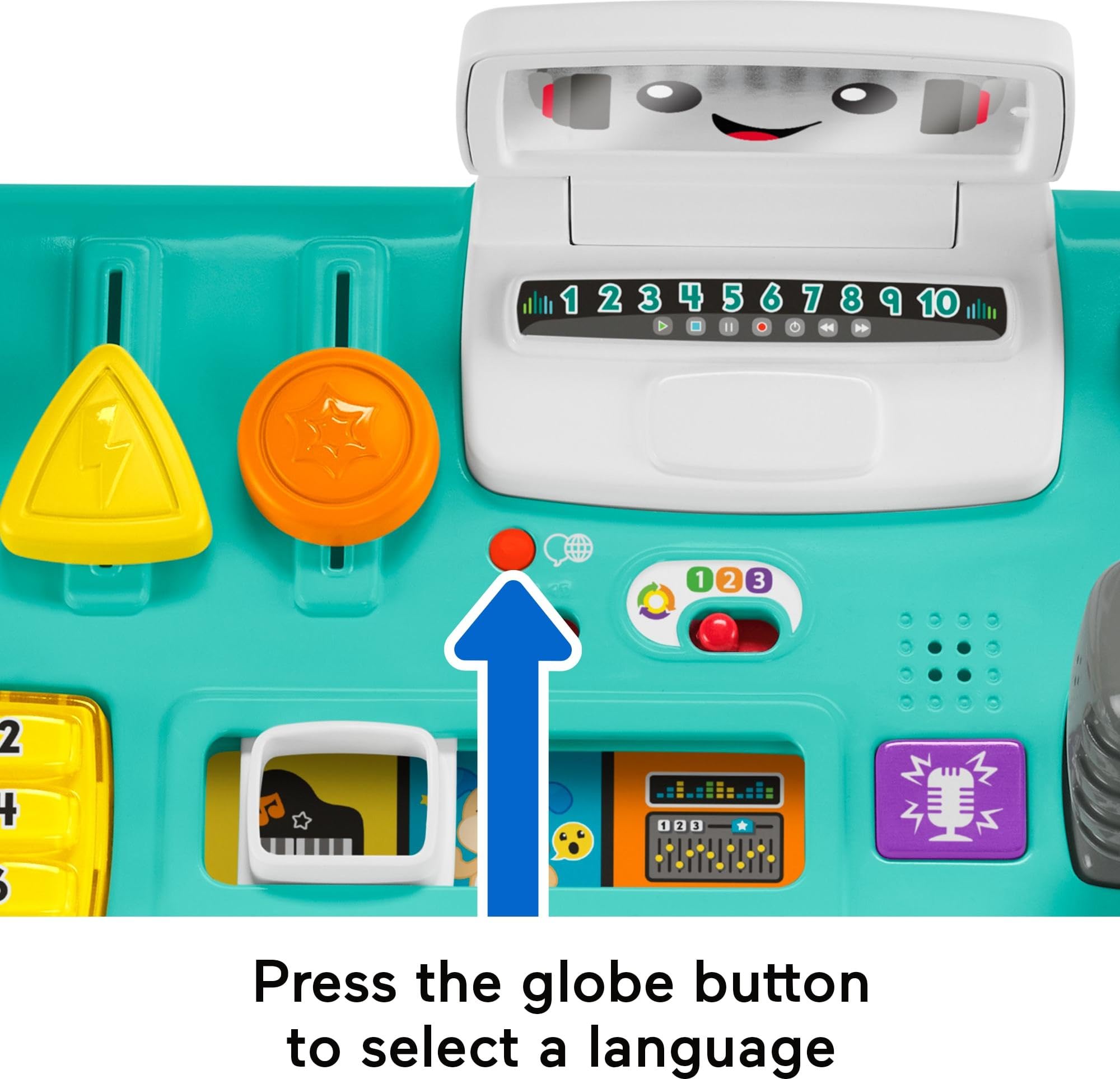 Fisher-Price Baby & Toddler Toy Laugh & Learn DJ Table with Smart Stages Content & Activities for Infants Ages 6+ Months, Multilanguage Version