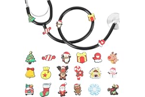 LuneClat Christmas Themed Stethoscope Charms Set - 18Pcs Snowman Gingerbread Man Element Accessories for Nurses Doctors Medical Students, Xmas Gifts for Medical Staff
