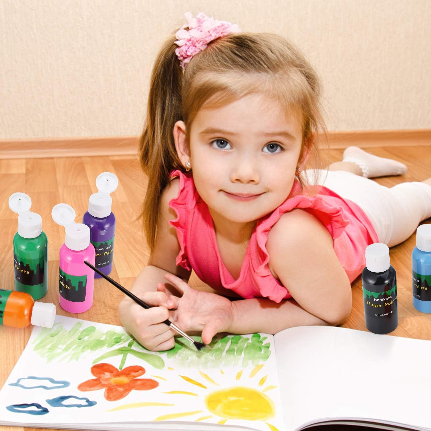Homkare Finger Paints 18 Colors Finger Paint for Toddlers Non Toxic Washable Kids Finger Paints Set for Toddlers and Kids (2.03 fl.oz/60ml Each): Home Improvement