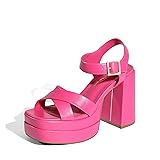DREAM PAIRS Women's Platform Chunky Heels Square